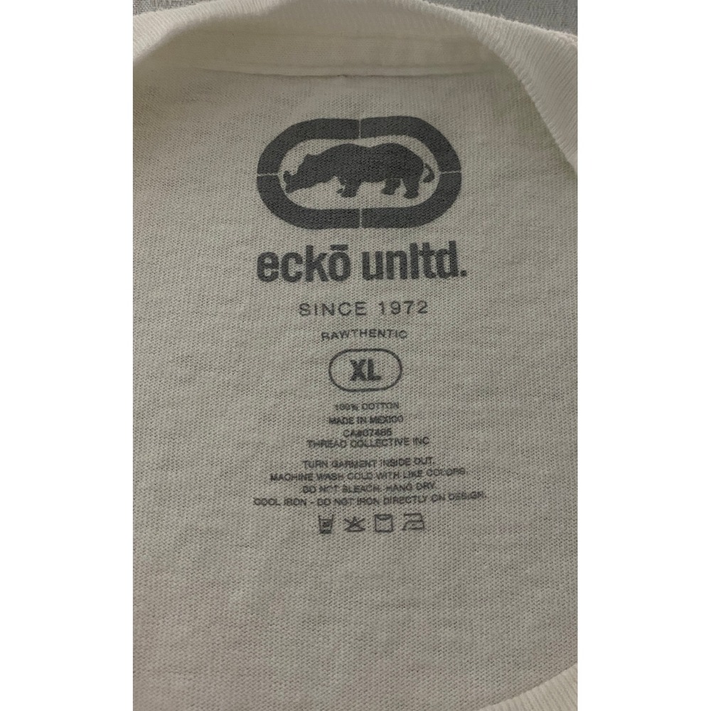 Ecko Unltd Mens XL White Graphic T-Shirt Rhino Manny Slays All Y2K Streetwear - Picture 3 of 5